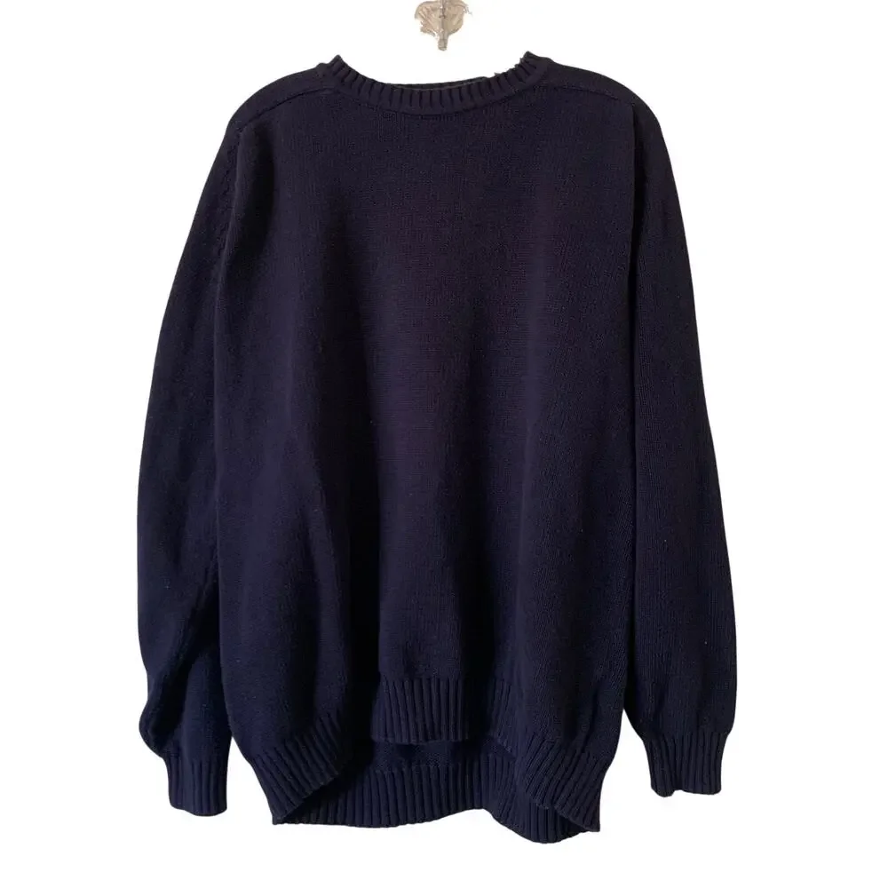 Vtg Antartex Mens XL Navy Blue Long Sleeve Crew Sweater Heavy Winter 100% Cotton
